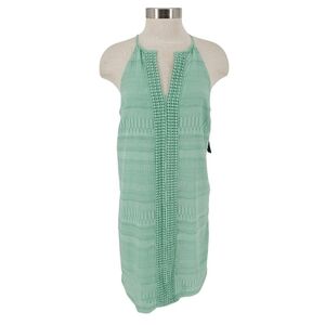 New York & Co Shift Dress Green Sleeveless Lace V Neck Sundress Small